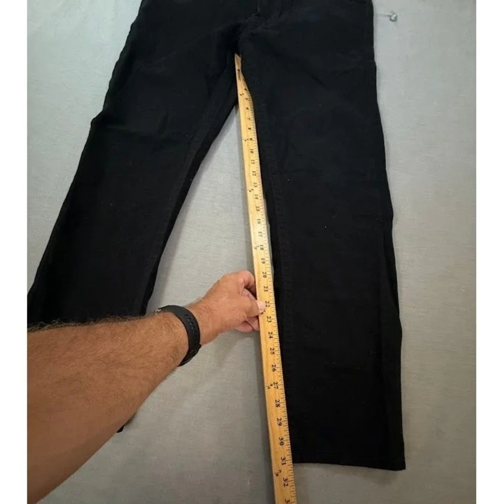 TRUE RELIGION‎ Ricky Black Straight Jeans Men's Belted Flap Pocketed 38X31.